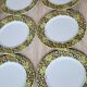 6 flat plates Cacharel floral decoration yellow and blue
