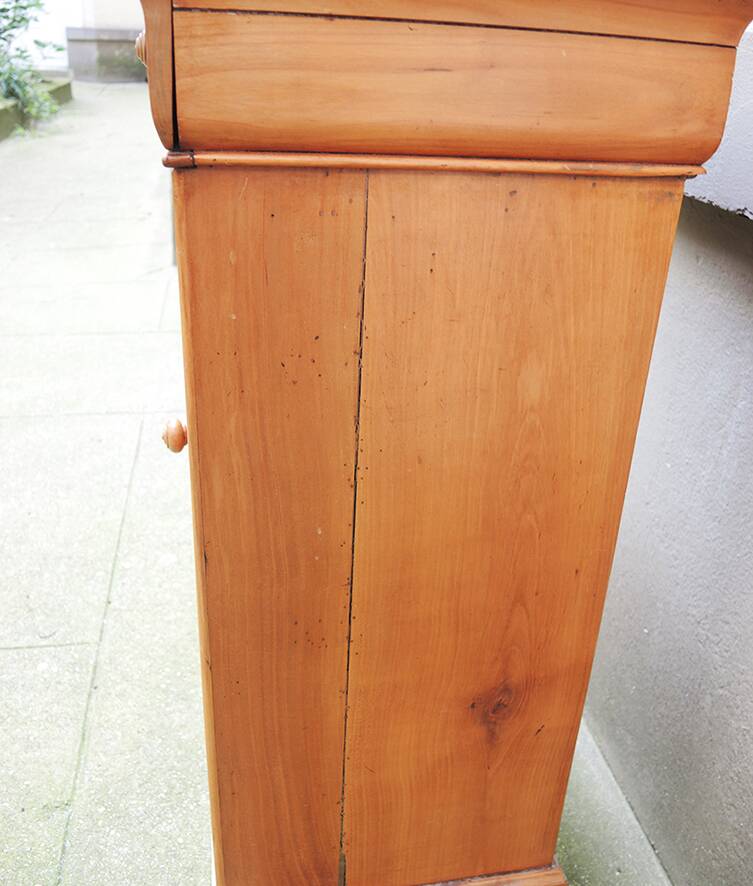Antique Louis Philippe bedside table in wood and marble.