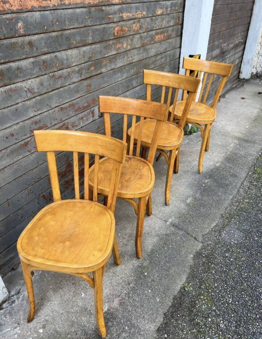 (Lot) 4 bistro chairs Baumann (light oak)