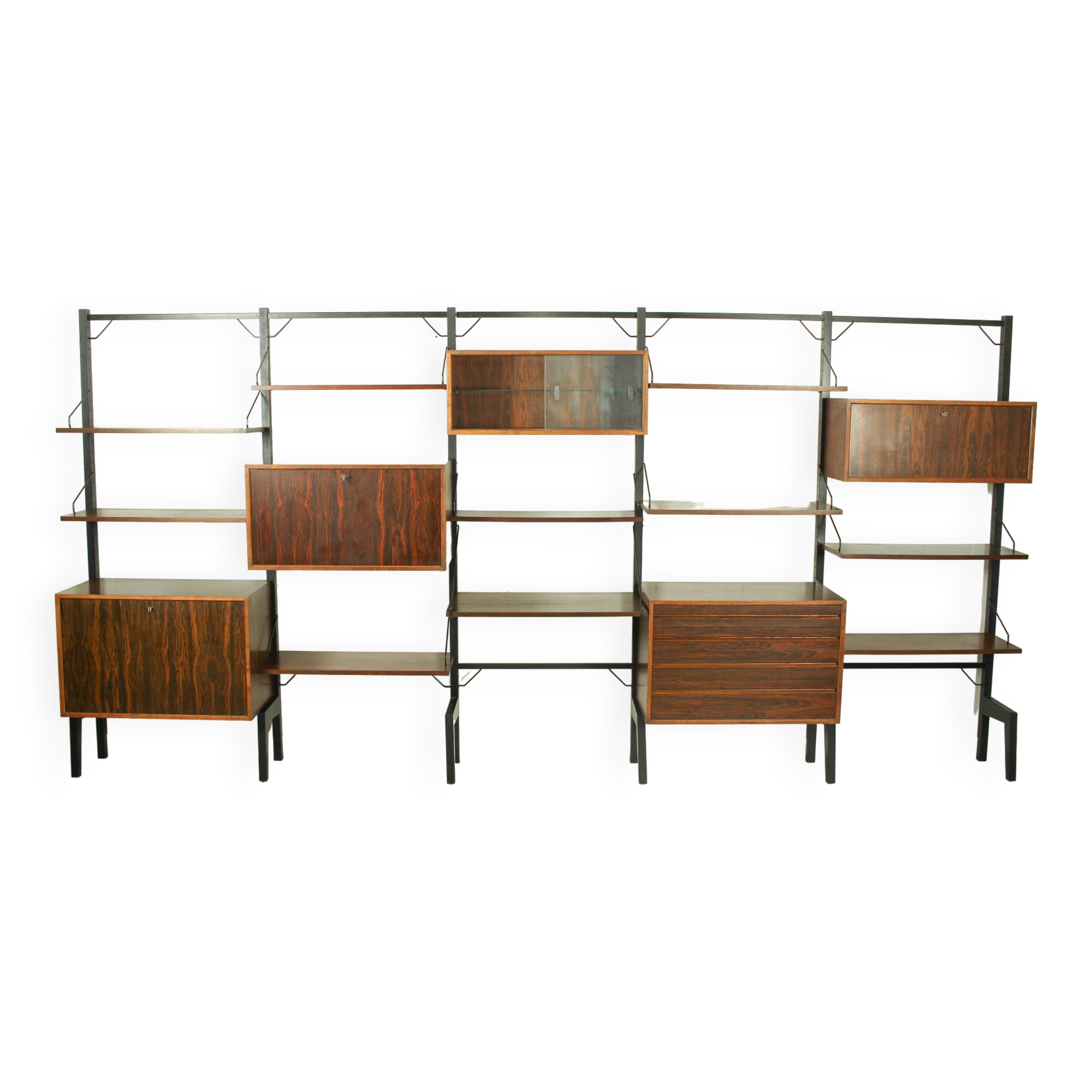 XL Danish Modular Teak Wall Unit in Rosewood by Poul Cadovius, 1960s