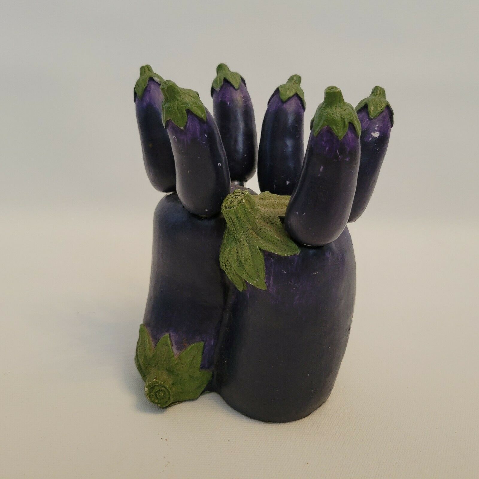 6 knives + their support in the shape of an eggplant vegetable