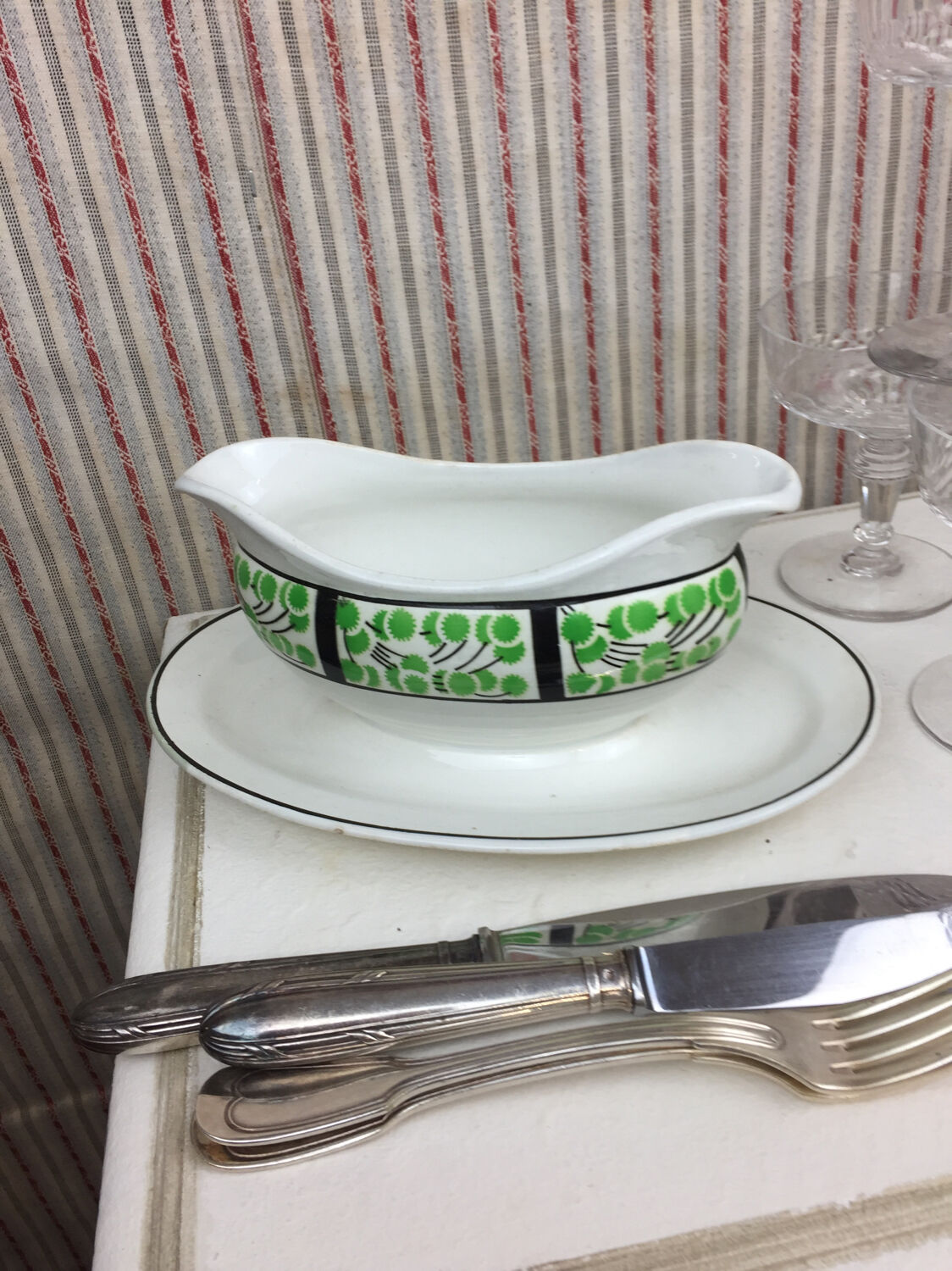 Old sauce boat made in France Digoin Sarreguemines