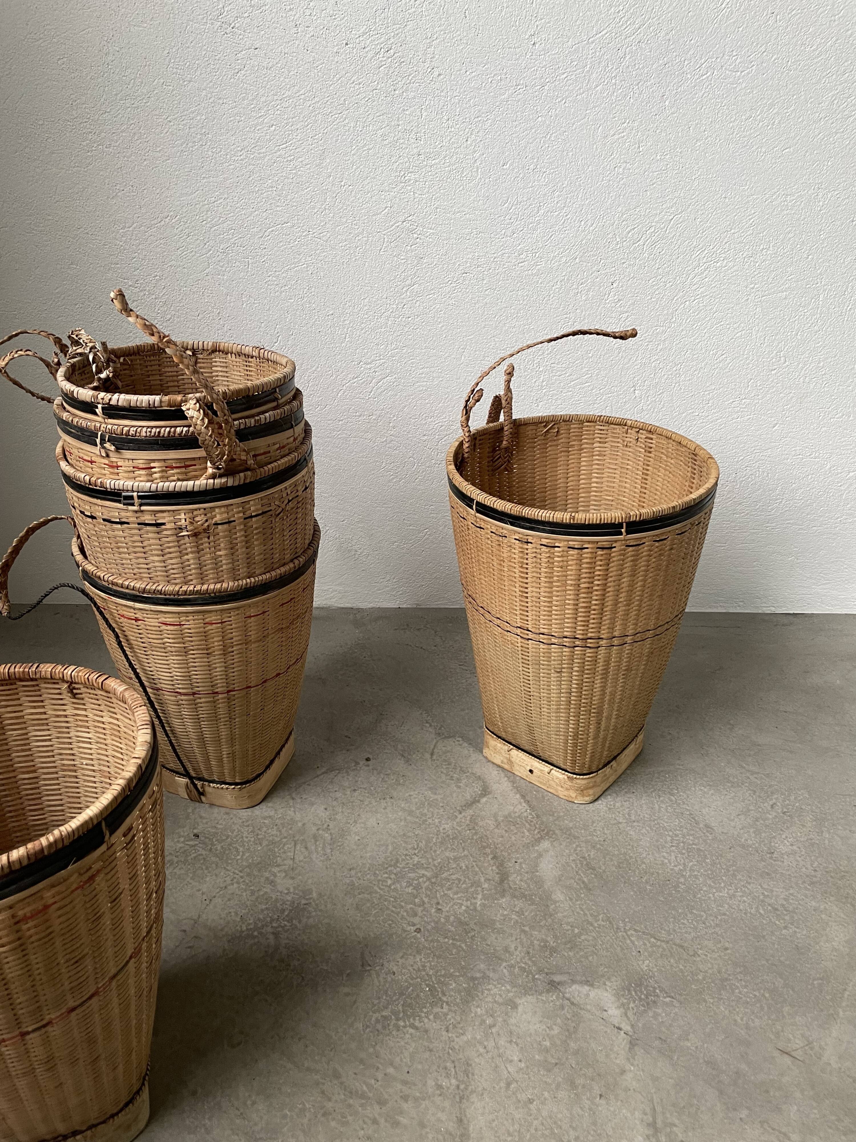 Lot of old grocery baskets