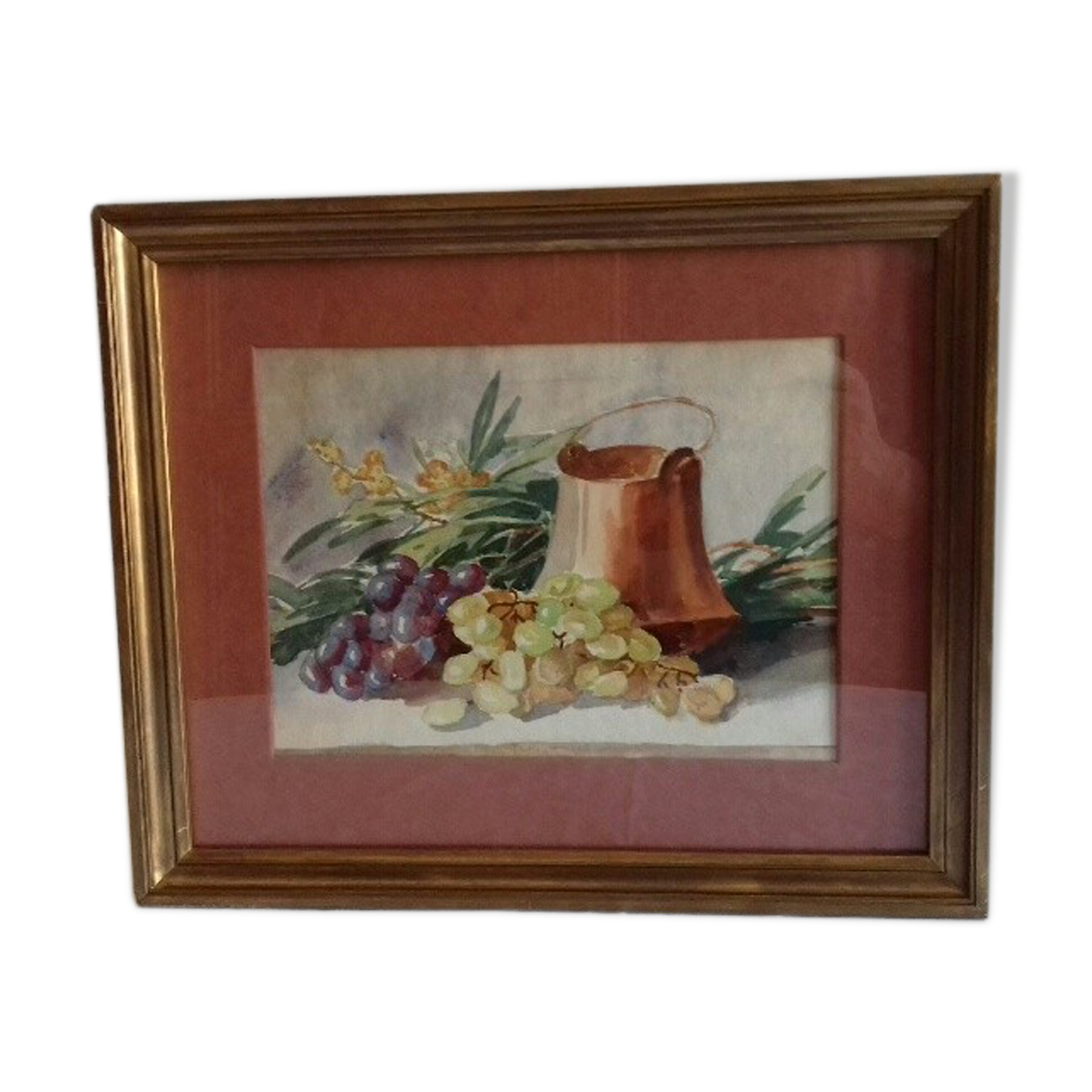 Ancient painting, watercolor with grapes