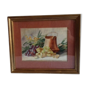 Tableau ancien aquarelle - aux