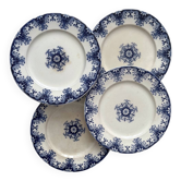 4 assiettes à dessert en terre de fer « Rouen » JVB Jules Vieillard Bordeaux