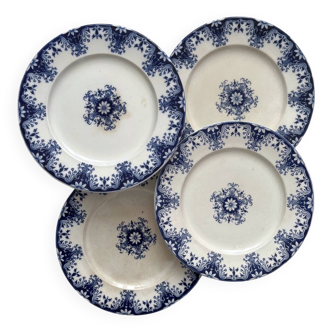 4 assiettes à dessert en terre de fer « Rouen » JVB Jules Vieillard Bordeaux