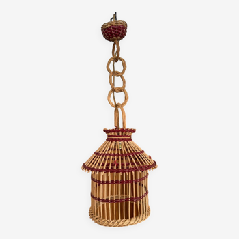 Vintage wicker cage pendant light