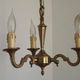 Petite Brass Vintage French Mid Century Traditional 3 Light Chandelier 5365