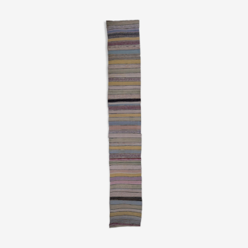 Turkish Striped Rag Runner Rug, 1970s 67 x 423 cm