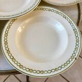 lot of 6 green and orange Longwy Iron Earth hollows from the beginning of the 19th century