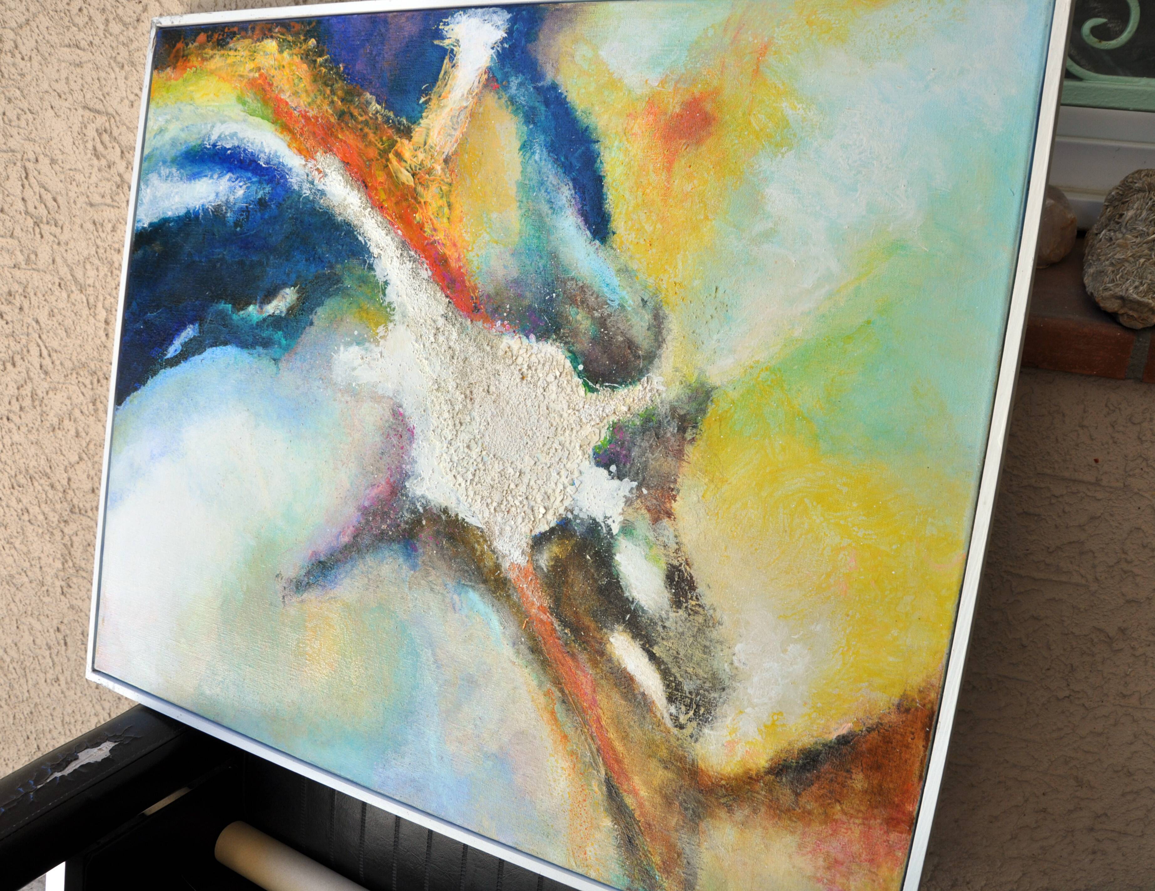 Abstract painting / acrylic, / 83 cm / 67 cm / signed JP Hallet