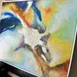 Abstract painting / acrylic, / 83 cm / 67 cm / signed JP Hallet