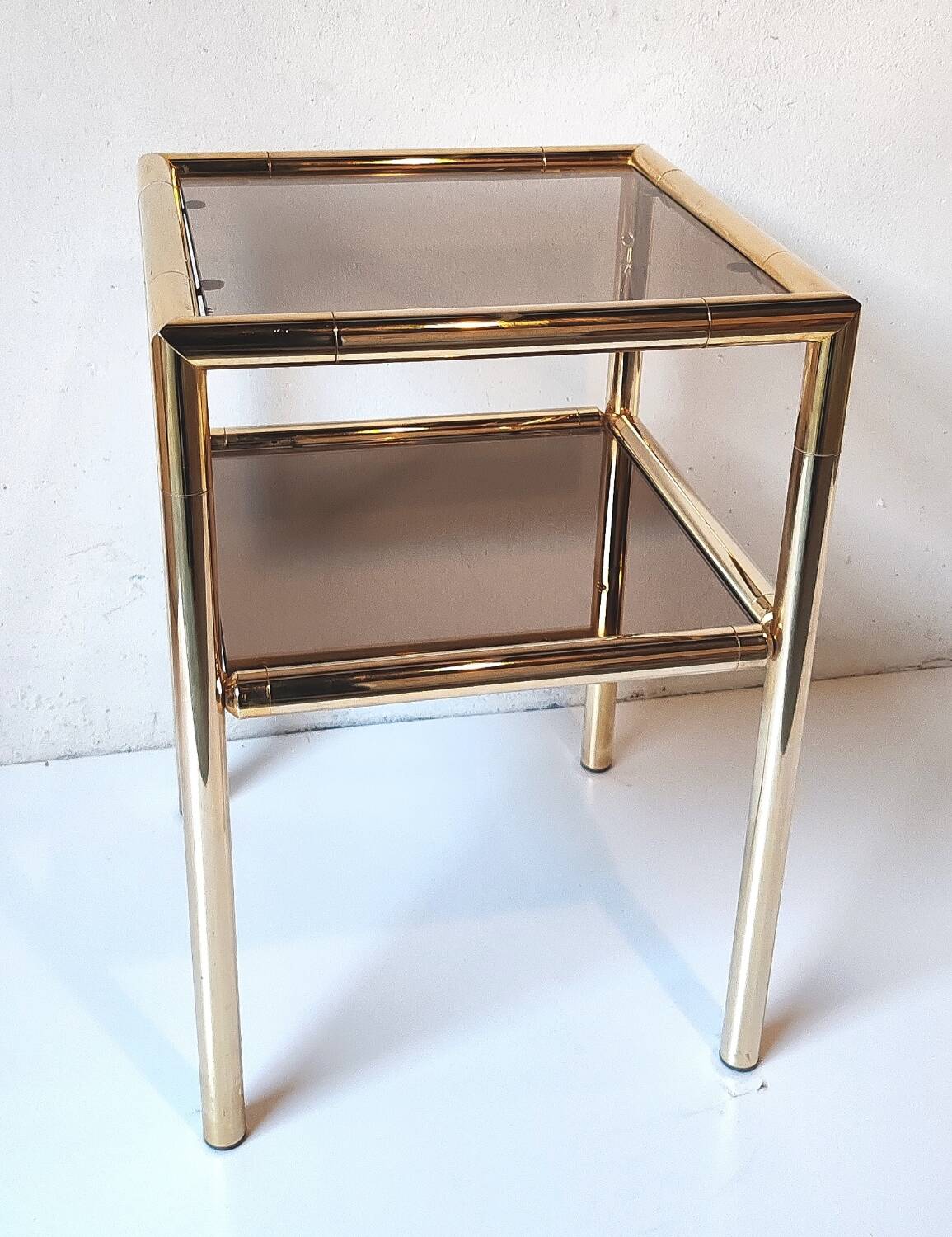 Brass and glass end table from the 70s