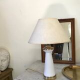 Opaline and brass table lamp