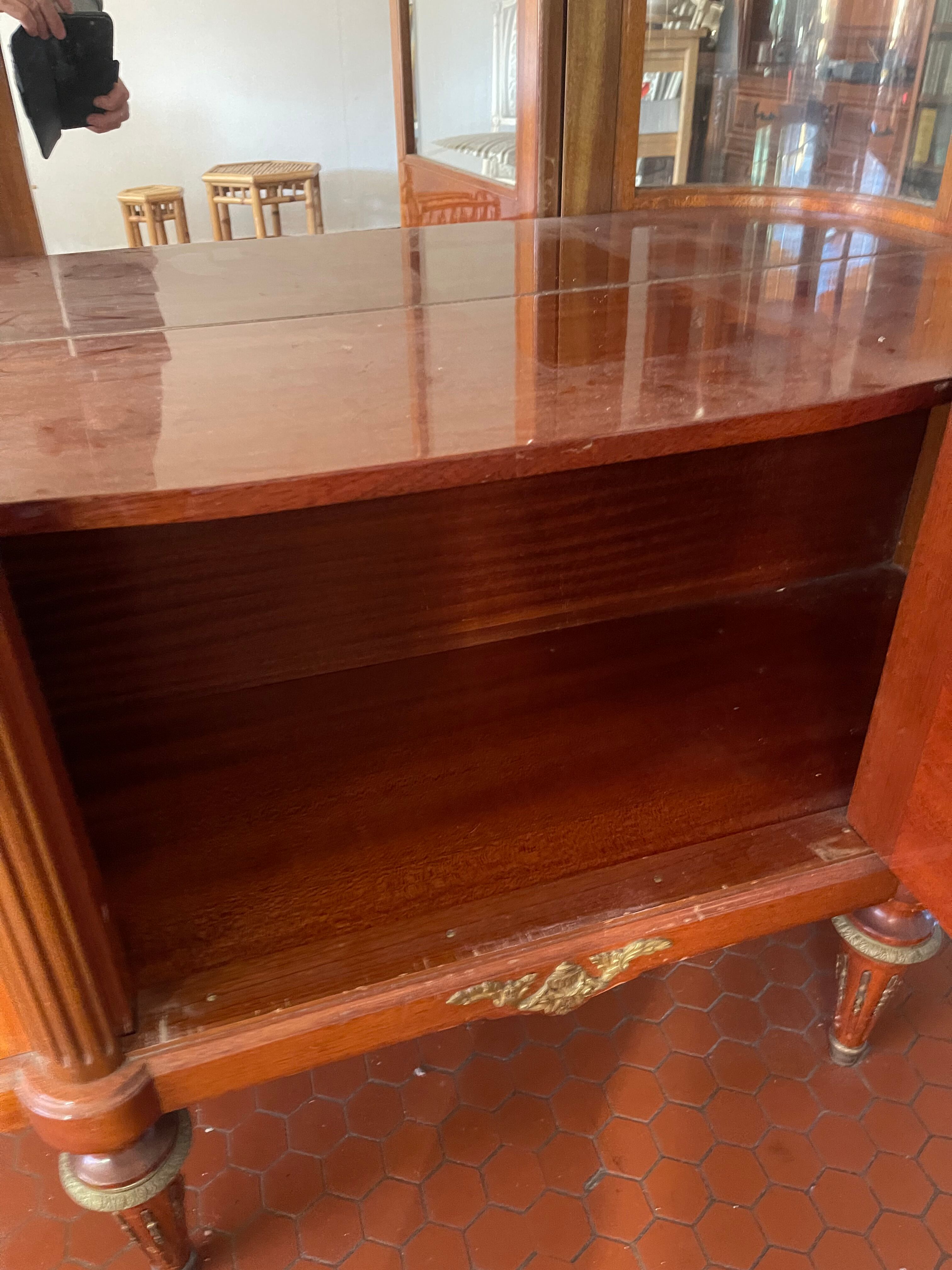 Louis XVI style silver showcase In marquetry