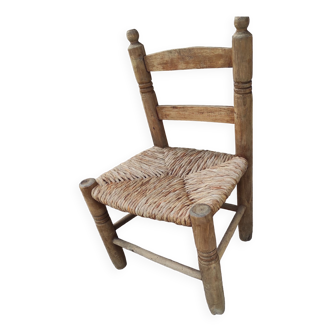 Chaise paillée ancien pour enfant