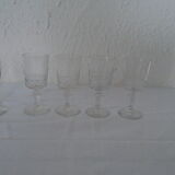 6 old walking glasses - 2 engraved and 4 cut port wine