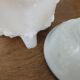 White opaline bonbonnière with floral decoration