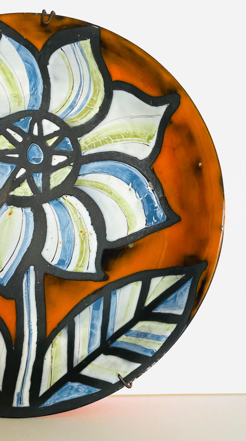 Earthenware plate roger capron vallauris 1958