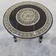 Antique hand-carved coffee table with 6 stools by Ettore Zacchari, 1900s.