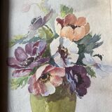 Old painting still life with anemones