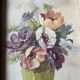 Old painting still life with anemones