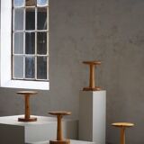 Set of 4 stools / bases in pine by Rainer Daumiller, Danish, mid-20th century, 1970.