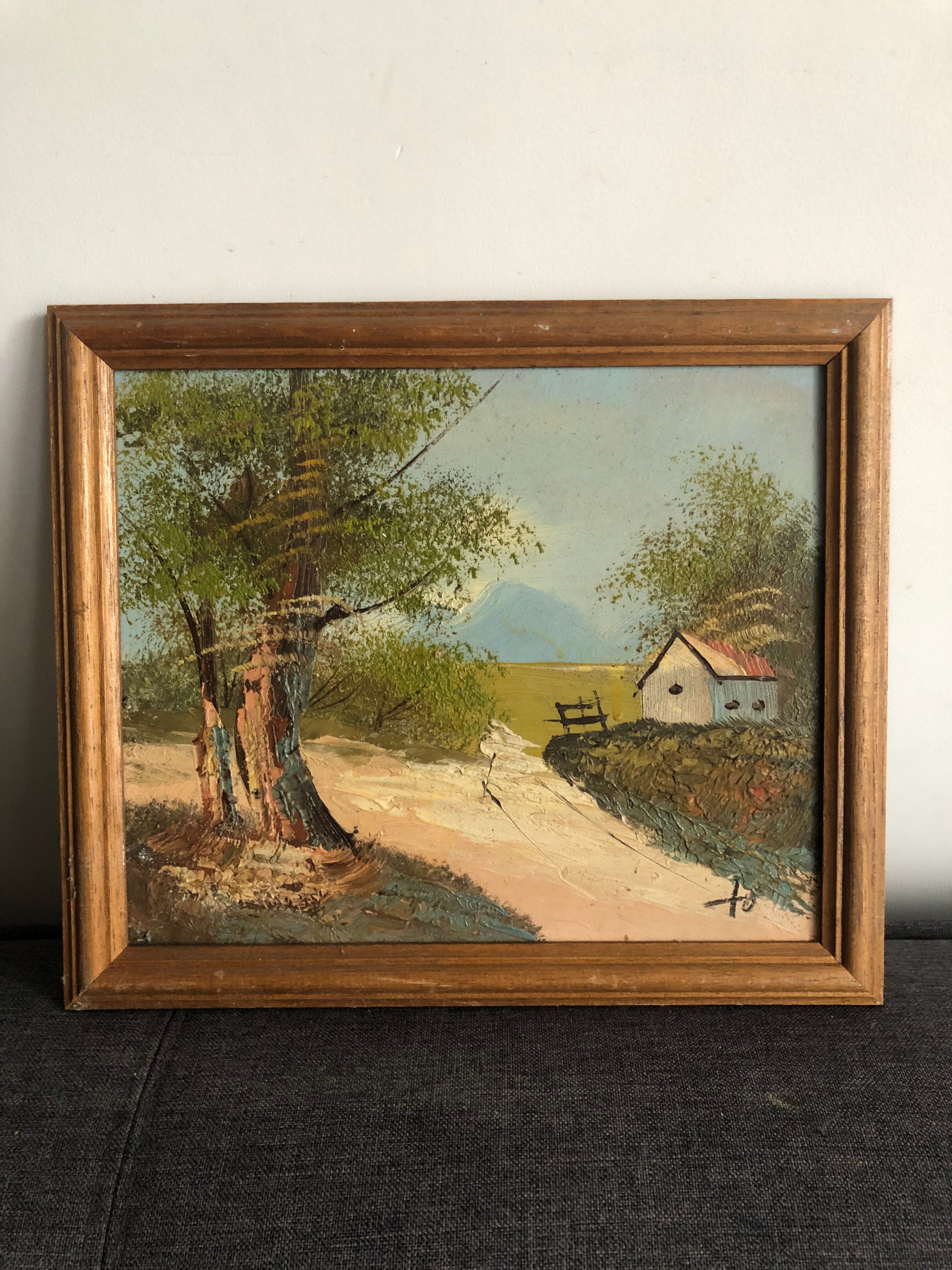 Oil on canvas countryside landscape