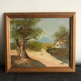 Oil on canvas countryside landscape