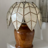 Mother-of-pearl and olive wood lamp