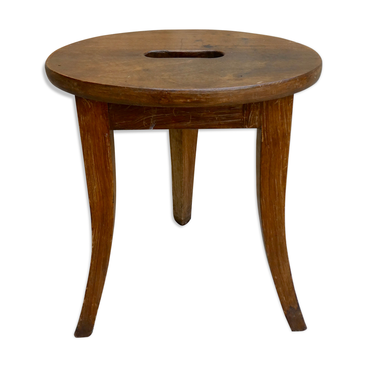 Wooden tripod stool, handle