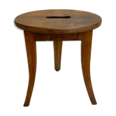 Tabouret tripode en bois à poignée