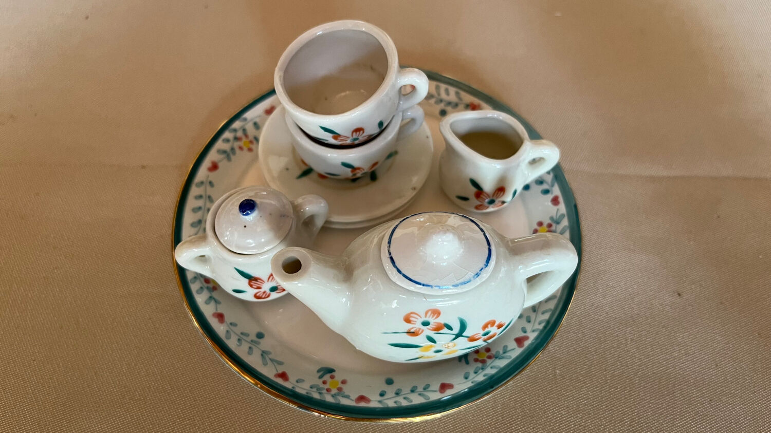 Set of 2 vintage doll coffee sets