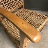 Fauteuil en corde de jonc de mer français des années 1950