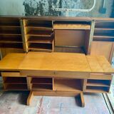 Fully wooden trunk desk with working lamp