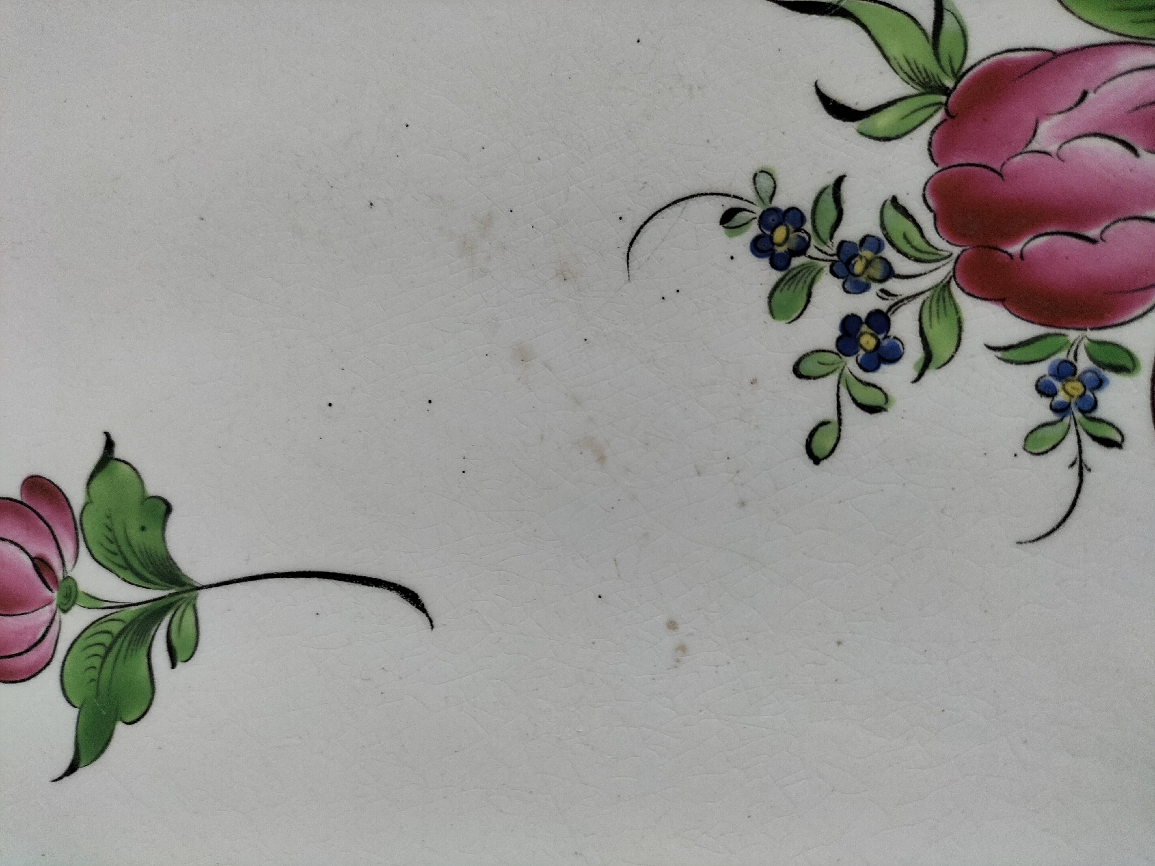 Antique KG Lunéville trivet – Hand-decorated floral design