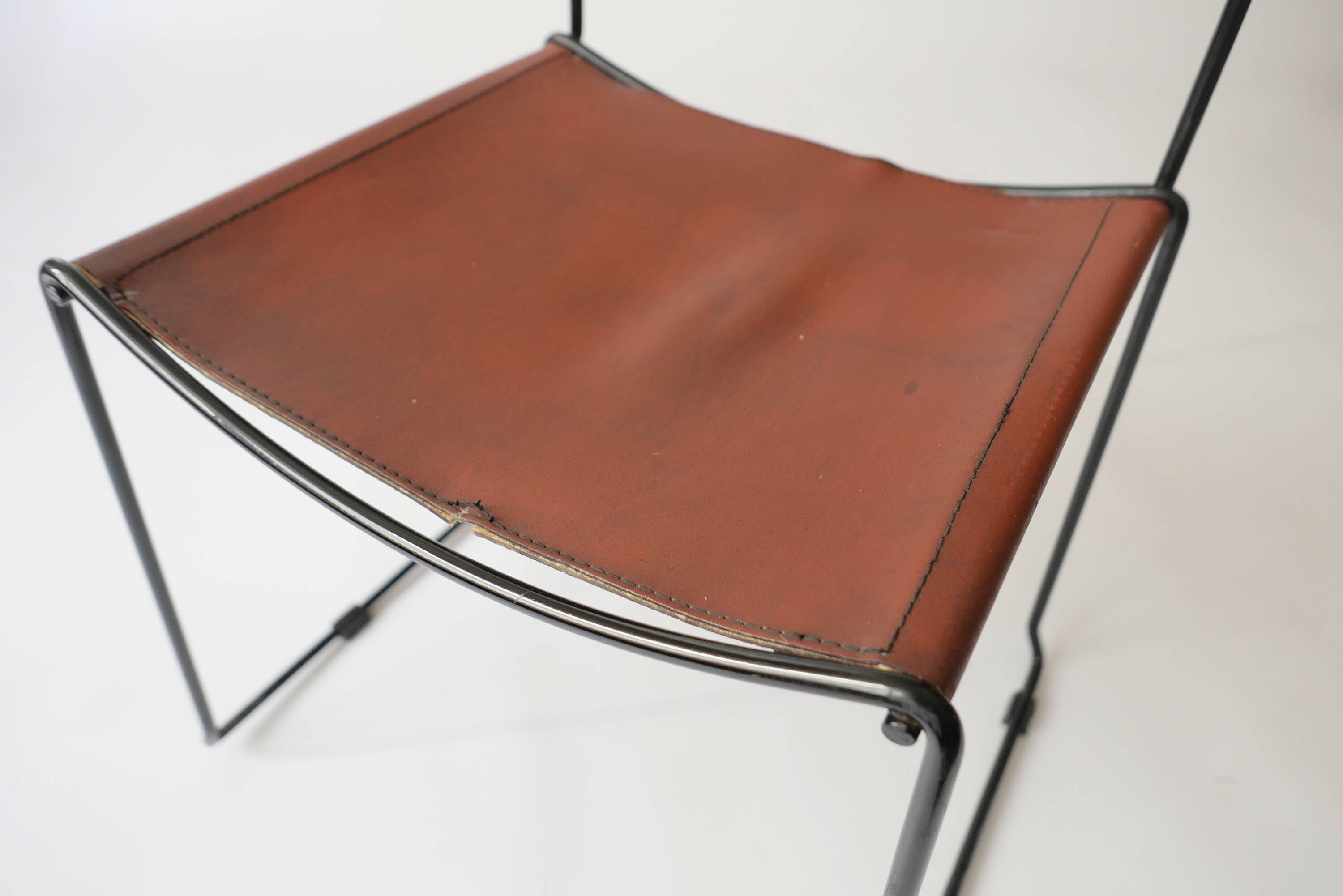 Stacking Chairs by Giandomenico Belotti for Alias, 1980s in leather