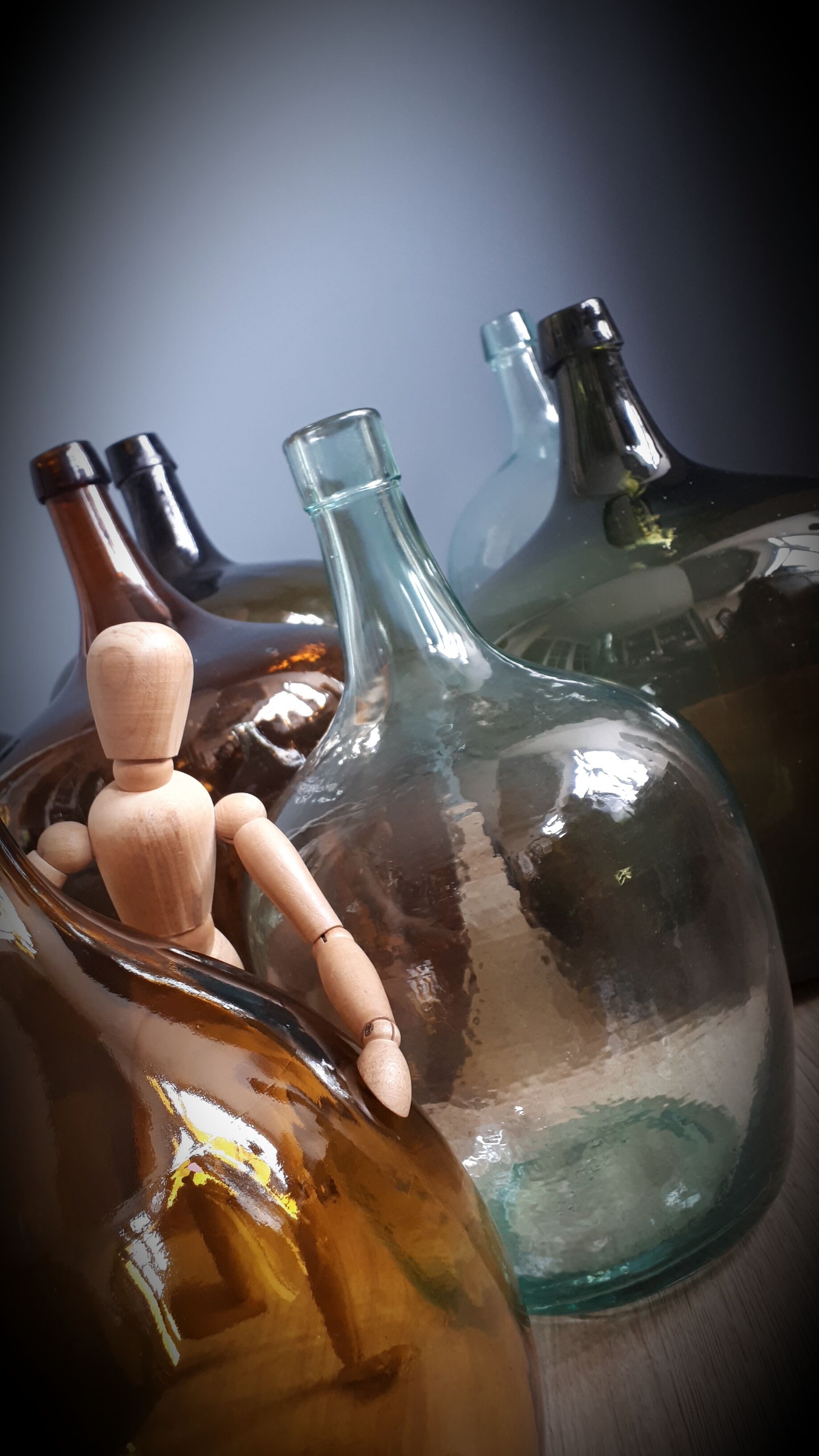 Demi-john 10L round light green sling neck