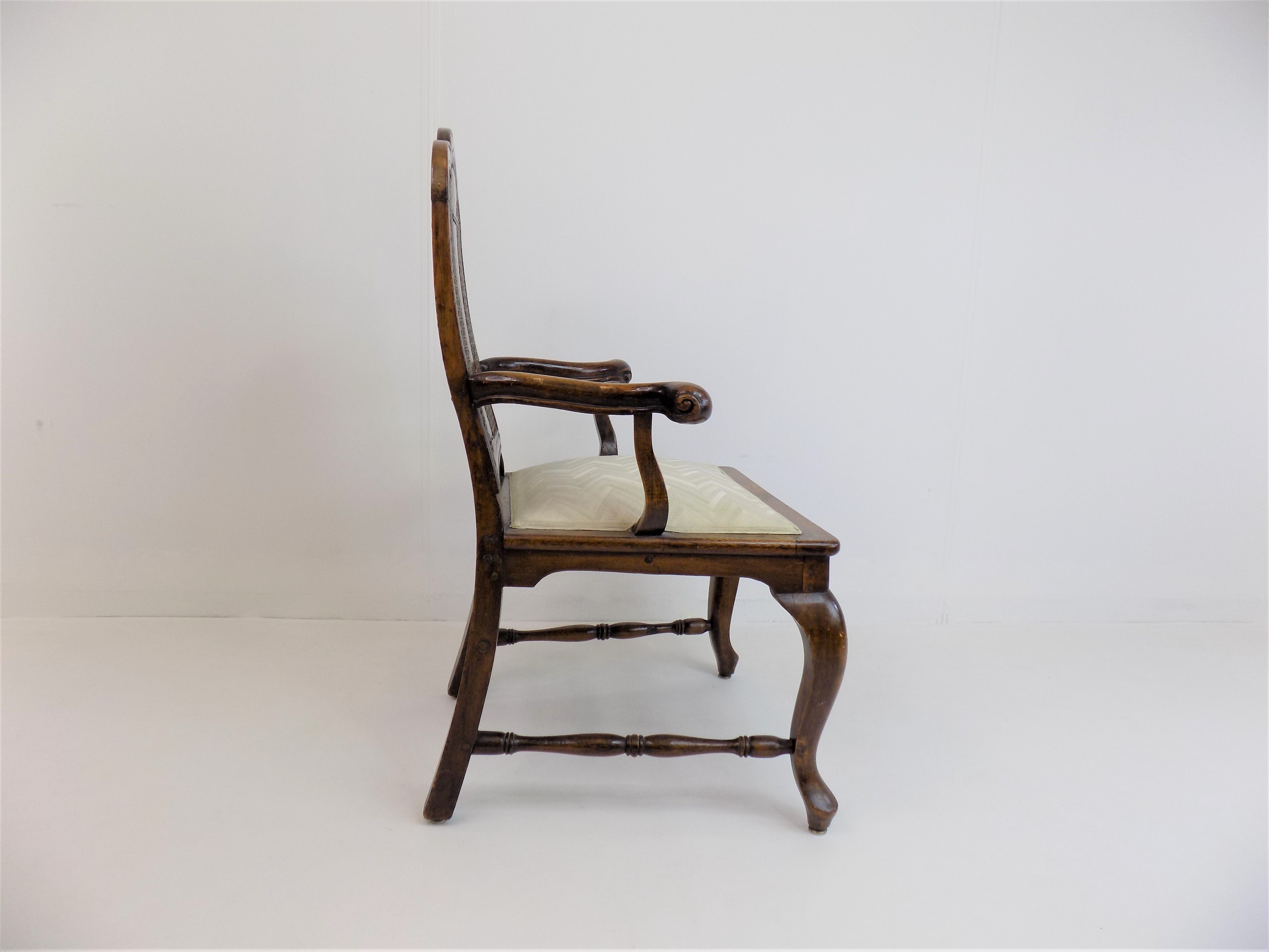 Chaise en bois néobaroque avec vannerie viennoise