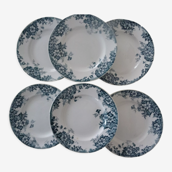 6 assiettes plates marie louise 353112 plates moulin des loups faience bleu