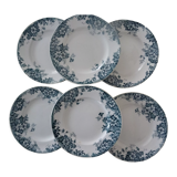 6 Flat plates MARIE lOUISE 353112 PLATES mill wolves faience blue