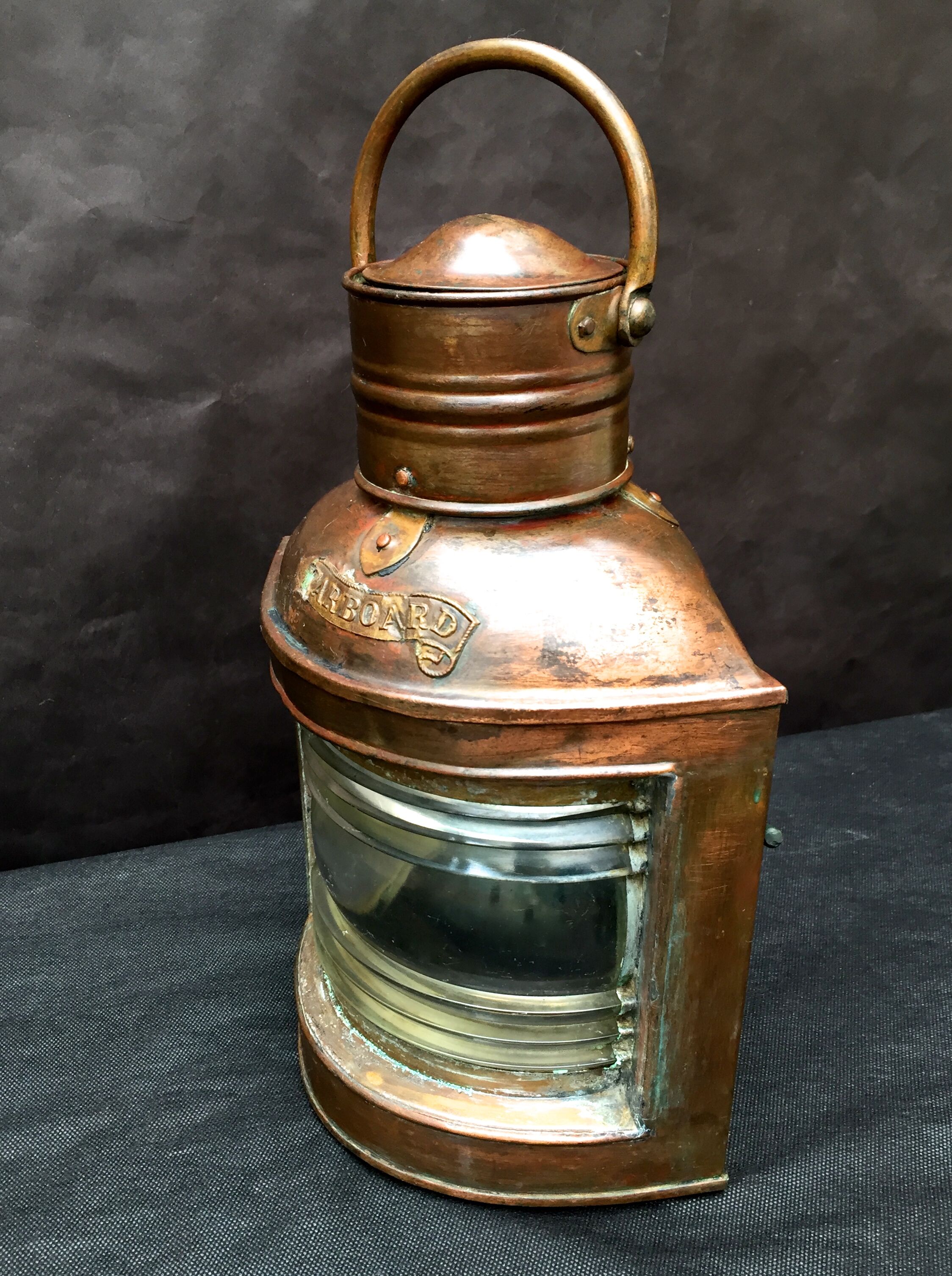Ancient naval flag lantern in ancient copper semaphore lamp 19th century