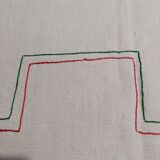 Old linen rectangular tablecloth embroidered hemp canvas 104 x 153 cm