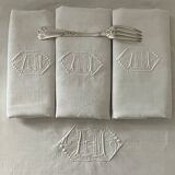 8 serviettes en fil de lin, trousseau d'Amandine