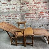 Vintage rattan chaise longue 1960