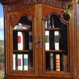 3-in-1 furniture: chest of drawers, secretary, and display cabinet, in walnut.