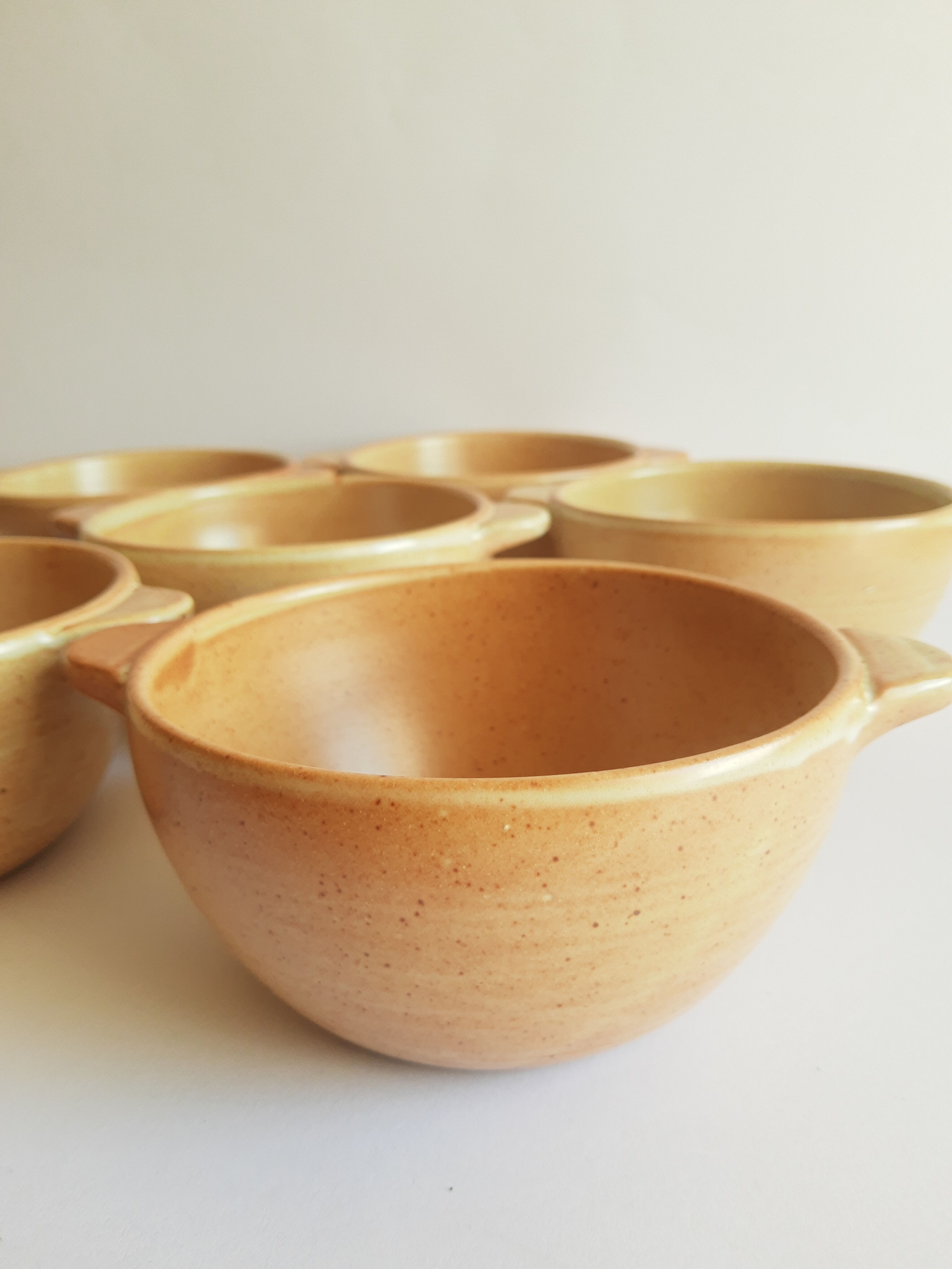 Set of 6 ear bowls in gres cnp gres village France vintage old