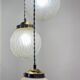 Vintage art deco triple globe waterfall pendant light in frosted glass
