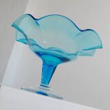 Blue Murano Glass Footed Dessert Bowl, Italy 1980s - Vintage Verre-et-Cristal Art